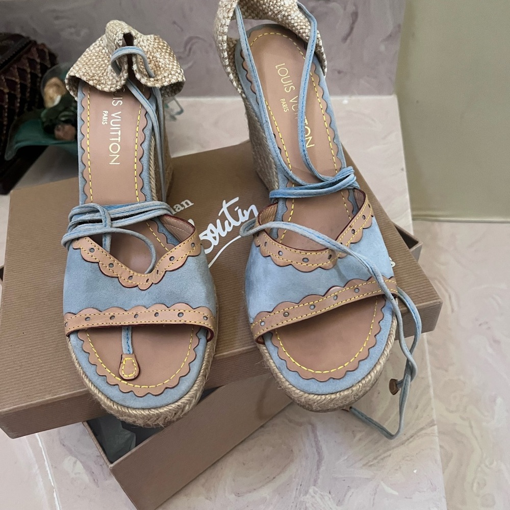 Louis Vuitton Blue Espadrilles with Denim Texture